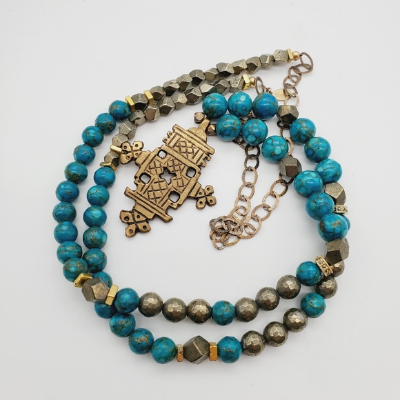 Beautiful copper turquoise necklace - Picture 2 of 5